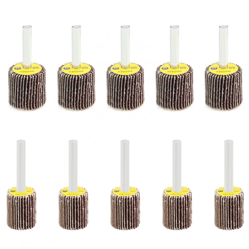ChgImposs Abrasive Flap Wheel Sander Kits, 10 Pcs 80 Grit Sanding Wheel, 1/4" Shank Aluminum Oxide Sanding Flap Wheel for Grinding and Polishing - Image 1